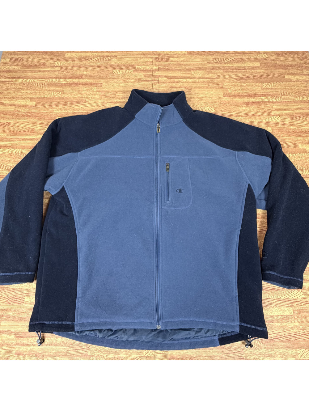 Vintage Champion Blue Colorblock Full Zip Fleece Jacket XL Y2K